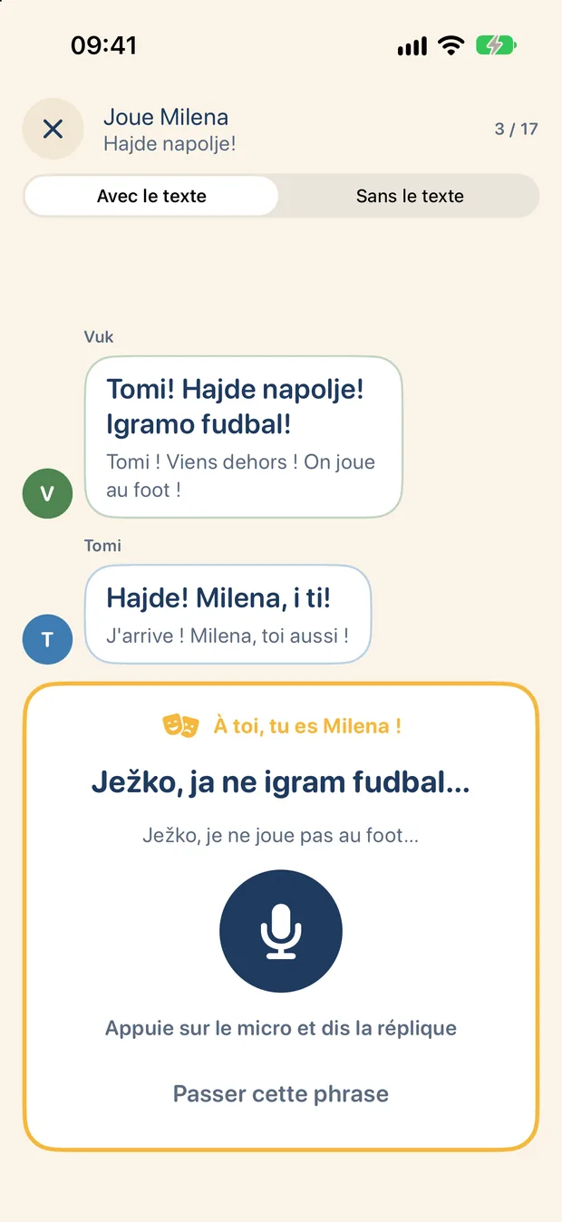 Joue Milena dans Ježko : à toi de dire la réplique de Milena à voix haute